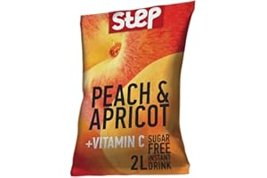 KENDY, Step, Aromatizzatore d'acqua senza zucchero, zero calorie, preparato in polvere per bevanda, 24 bustine al gusto Pesca e Albicocca