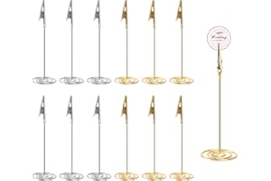 GUICHANGKAI Fotohalter mit Klammern 12Pcs Memohalter Tischkartenhalter Krokodilklemme Foto Rosegold Memo Clips Hochzeit Platzkartenhalter Ständer Tischnummer Halter