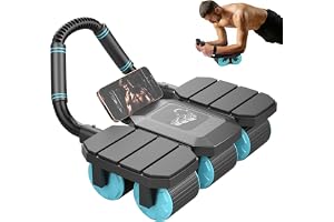 Magskoter, magtränare för hemmet, automatisk rebound-magrullare med 8 armbågsstöd, magmuskelrulle med skumarmbågsstoppning, maximal lastkapacitet 150 kg, för Core Training