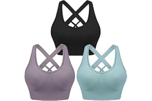 Leversic Women's Workout Bra Mid Impact Wirefree Removable Padding Sports Bra Cross Back Yoga Bra for Gym Fitness Running Jogging
