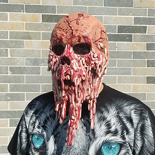 Zombie Monster Dämon Höllenbestie Horror Maske verbanntes Gesicht aus Latex mit Öffnungen an Augen Halloween Karneval Fasching Kostüm Verkleidung für Erwachsene Männer und Frauen Damen Herren gruselig Grusel - 3