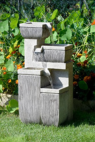 dobar Großer Design Garten-Brunnen mit Pumpe und LED´s, Polyresin, grau, 38.7 x 32.3 x 80.3 cm, 96130e - 5