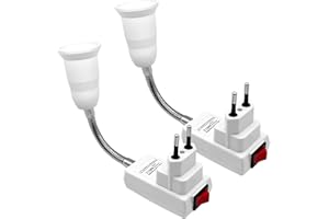 Hoembpn Casquillos para Bombillas E27 Portalámparas Con Interruptor, Casquillo con Enchufe 360° Adaptador de E27 Europeo Lampara Enchufe Pared para Dormitorios, Cocinas, Pasillos, Lectura (2 Piezas)