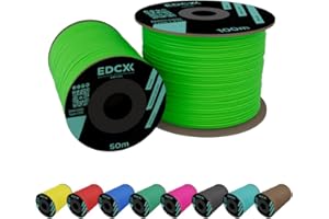 EdcX 2 mm Nylon Paracord 275 (50 et 100 m) - Corde 100% Nylon, Corde 3 brins, Corde Nylon 2 mm en Plusieurs Couleurs (Neon Green, 50 m)