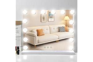 Jrswin Hollywood Vanity Mirror with Lights, Lighted Makeup Vanity Mirror with 14 Dimmable LED Bulbs, Smart Touch Control Cosmetic Mirror for Bedroom Dressing Table (50CM x 42CM)