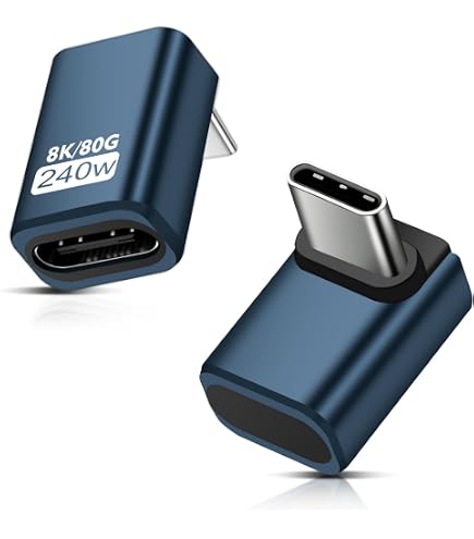 HENGBIRD USB-C 90° Adapter (2 Stuks) – 24-pins, USB4 40 Gbps, 100W PD, 8K Video-ondersteuning – Compatibel Met Galaxy, Pixel, Huawei En Meer