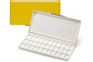 MEEDEN Palette Humide avec Couvercle: Palette Aquarelle Vide de Voyage avec Zones de Mélange - Palette Peinture Portable avec 33 Trous pour Aquarelle Gouache Acrylique, 32 x 16.5 cm Jaune