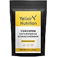 Yelixir Nutrition 95% Curcumin Extract with Piperine Extract Powder 100 gram, High Strength Turmeric Curcumin 95% and Black Pepper Piperine, Maximum Absorption, Join Support