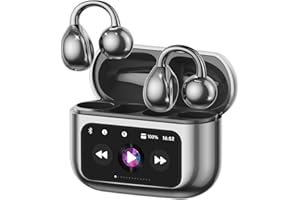 ZOMBIES CAT Clip On Kopfhörer Open Ear Kopfhörer Kabellos Bluetooth 5.4 mit Intelligentem Touchscreen 4.1g Leichtgewicht Kopfhörer Sport, 60 Std Wireless Earbuds für Fitness, Laufen, Büro, M100 Schwarz