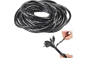 QUOTRE 12M Kabelschlauch Kabelspirale, 8 mm Universal Kabelschlauch Kabelorganisation Kabelkanal Bündelung Schutz-System für TV, Computer, Heimkino - Schwarz