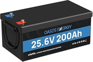 OASESENERGY Batterie LiFePO4 24V 200Ah avec BMS 200A et protection basse température, 4000-15000 cycles, batterie au lithium 24V 5120Wh pour camping-car, kit de panneau solaire, camping, bateaux, stockage