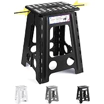 Tabouret Pliable STARK 27 Cm - Supporte 120 Kg - Gris-Bleu - Pour Cuisine, Jardin