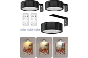 Lustaled Luci per Quadri a Batteria Senza Fili con Telecomando, Luci LED Magnetiche Dimmerabili con Timer, 3 Temperature Colore per Cabine, Dipinti, Arte, Dartboard (Batterie Non Incluse), 3 Pezzi