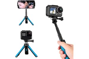 REYGEAK Supporto per treppiede estensibile per selfie stick telescopico per Hero11 Hero 10 Black Hero 9 Hero 8/7/6/5/4, MAX, DJI Osmo Action, Osmo Pocket e altre action camera