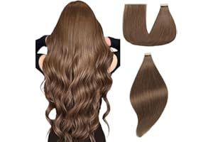 Einbeauty Extensiones Pelo Natural 20pcs Extensiones Adhesivas 35cm 40g Marrón chocolate Extensiones Adhesivas Pelo Natural Extensiones De Cabello Natural Humano(14Pulgada,4#)