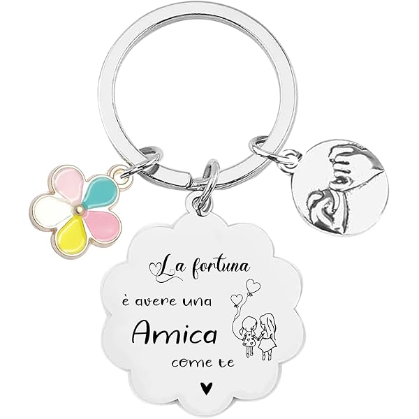 Portachiavi Migliore Amica In Acciaio Inossidabile Con Sacchetto Regalo - Regalo Di Amicizia Donna - 3