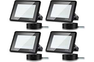 ‎CECAYLIE Cecaylie 4er 50W LED Strahler Außen, LED Fluter 6000K Kaltweiß 4250LM LED Scheiwerfer IP66 Wasserdicht LED Flutlicht Außenstrahler Außenleuchte für Werkstatt Garage Garten