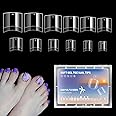 120Pcs French Tip False Toenails, 12 Sizes Clear Acrylic Artificial Fake Toe Nail Tips, Soft Gel Full Cover Fake Toenails for Women & Girls, Press on Toe Nails for Salon, Nail Art DIY