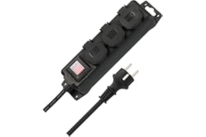 Brennenstuhl Steckdosenverteiler IP44 3-Fach (Outdoor Steckdosenleiste mit Schalter, 2m Kabel, selbstschließende Deckel, Mehrfachsteckdose für außen für den robusten und ständigen Einsatz im Freien)