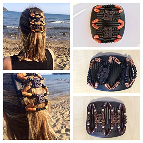 3 x Haarklammer Haarspange Haarkamm Butterfly 3 verschiedene Motive in Braun - LK Trend & Style