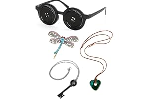 HUUiWAA Glasse-Halskette mit Knopfaugen, Stein-Halskette, Libelle, Haarspange, Aufkleber-Set, Halloween-Schmuckzubehör, Zink, Kein edelstein