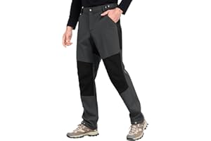 Xnova Męskie wodoodporne spodnie trekkingowe, spodnie outdoorowe, zimowe, termiczne, ciepłe, z podszewką, wiatroszczelne, softshellowe, spodnie robocze, rozciągliwe spodnie trekkingowe, spodnie