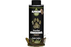 alphazoo Huile de pépins de courge Huile de fourrage pour Chiens et Chats, Huile de qualité supérieure pressée à Froid pour la Digestion, Riche en vitamines et minéraux, additif pour la Nourriture