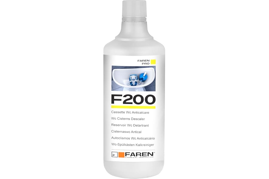 FAREN - F200 Descaler Descaler, Removes Limescale Incrustations from Drain Boxes, Safe on Plastics and Rubbers, Efficient and Economical, 1L