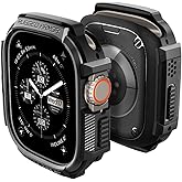 Spigen Apple Watch 49mm Ultra 3/2/1 ile Uyumlu Kılıf Rugged Armor &Uuml;st D&uuml;zey Koruma Siyah Karbon Kapak - ACS05456 (Spigen TR G