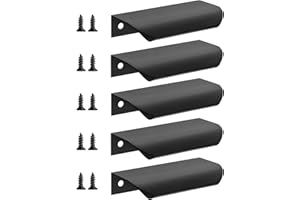 Malimali 5 Pack Black Kitchen Cupboard Edge Pulls for Cabinets and Drawers, 80mm Wardrobe Door Handles Modern Aluminum Bathroom Cabinet Handles, Matte Black