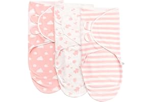 FUNUPUP Couverture d'Emmaillotage pour Bébé 3-6 Mois 100% Coton 1.0TOG Couverture Enveloppante pour Bébé Fille Sac d'Emmaillotage pour Nouveau-né (Rose, Lot de 3)