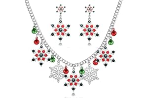 BKEPDY BKEEPDY Set di Gioielli Natalizi con Collana Fiocchi Neve e Orecchini di Natale Christmas Snowflake Earrings Ornamenti di Natale per Donna