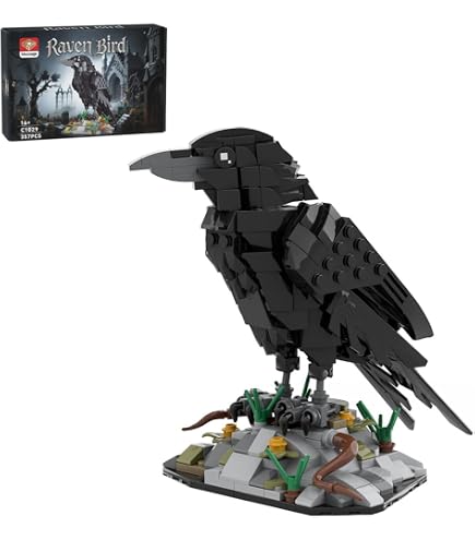 ToyGhillied Raven Building Blocks Set, Realistic Bird Model with