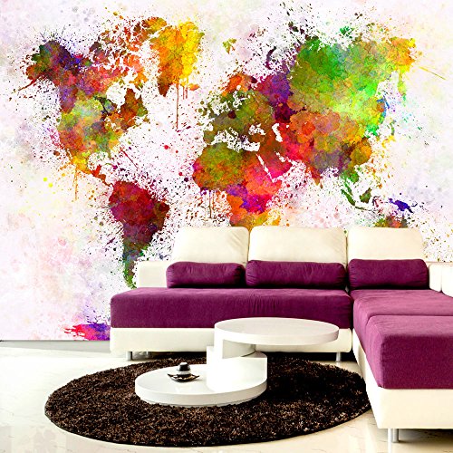 FOTOTAPETE 400x280 cm - VLIES TAPETE PREMIUM - PROFI QUALITÄT - Top moderne Wanddeko - Riesen Wandbild - Top Design Tapete - Neue exklusive Edition mit noch besser Druckauflösung - Deutsches Premium Vlies - Weltkarte k-B-0002-a-a