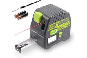 Inkerma 2-in-1 Laser Tape Measure,16Ft/5m Measuring Tape & 130Ft/40m Laser Measurement Tool,with M/in/Ft/Ft+in Units Switch, Self-Locking Tape, Belt Clip,LCD Display Digital Distance Meter