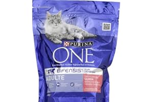 PURINA ONE ONE Crocchette per gatti adulti, salmone e riso, confezione da 450 g