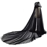 GRACEART Mantello da Sposa Mantello Lungo Tulle Abito da Sposa Costumi per Halloween (Nero)