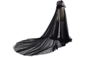 GRACEART Mujeres Princesa Capa Mantón De la Boda De la Gasa Capa con Capucha Largo Disfraz de Halloween para (negro)