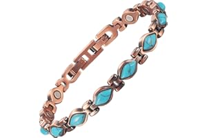 EnerCoppeX 3500 Gauss Magnetarmband Damen 99,99% Reines Kupfer Magnetarmband - 12 Magnete Klassischer Türkiye Stil (mit 2 Redundanten Gliedern, Keine