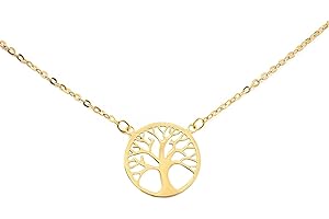 MONDE PETIT Mondepetit - Collana Donna Albero della Vita Oro Giallo 9K Brillante - Scatola Regalo - Certificato di garanzia