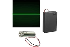 CTRICALVER 1pcs 520nm Módulo de Línea Verde Láser Enfoque Ajustable con Lente de Plástico 3-5V+ 1pcs AA Soportes de Batería (Forma de la fuente de luz: línea)