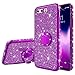 Produktbild Kompatibel mit Huawei P10 Plus Glitzer Hülle Schutzhülle Case Überzug Sparkle Bling Glänzend Soft Flex Durchsichtig TPU SilikonHülle + Strass Diamant Ring Halterung Hülle Tasche Huawei P10 Plus,Lila