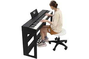 I0I&I0I Glarry GDP-104 Digital Piano with Stand, Pedals & Bluetooth - 88 Keys, Full Weighted, Ideal for All Levels (Black)