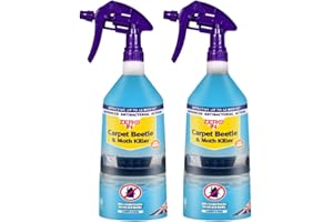 Zero In Carpet Beetle & Moth Killer Spray, 1L Ready-To-Use Insecticide for Larvae & Adult Insects, Protects Carpets, Rugs, Curtains & Soft Furnishings, Fast-Acting, Long-Lasting Indoor Formula, 2-pack
