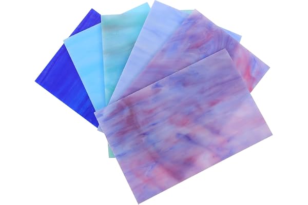 Artibetter Lot de 6 pièces en verre teinté motif feuilles d'eau pour projets de vitrail, arts de mosaïque
