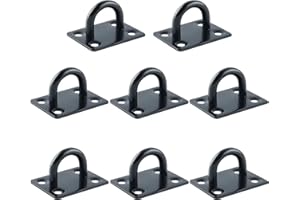 Mooche 8 Stück 304 Edelstahl Deckenhaken, 4.5cm Heavy Duty U Form Klammerring Augplatten Mastplatte Decksplatte Aufhängung mit Geboht, Schwarz