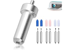 HAPPOW Ersatzklingen für Cricut Joy Xtra/Extra, 6 Schneidklingen mit 1 Halter, Feinschnittklinge(30°/45°/60°), Zubehör für Cricut Joy, für 1,5 mm dickem Cardstock/Vinyl/Kork/Stoff（Silber）