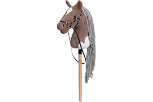 BEJOY Cheval de baie en bois - Jouet pour enfants - Avec licol et mors - Marron/blanc