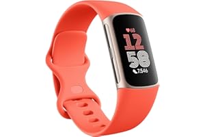 Fitbit by Google Charge 6 Aktivitätstracker enthält ein 6 monatige Premium Mitgliedschaft, 7 Tage Akkulaufzeit, Google Wallet und Google Maps - Coral / Aluminium Champagne Gold