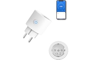 Wiby Presa Intelligenti Wifi Alexa (Type F)16A, Presa Elettrica Timer Intelligente con Monitoraggio Energetico, Protezione Sovraccarico, Compatibile con Alexa e Google Home,Presa Temporizzata, 1 Pezzi
